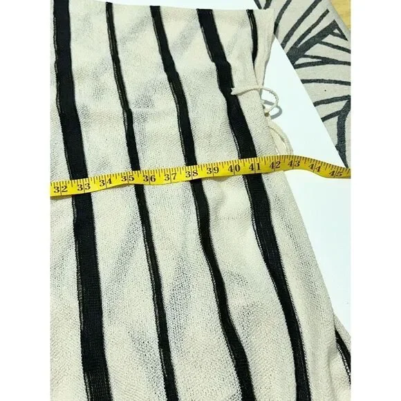 Torrid Striped Ruana Open Front Asymmetrical Kaftan Coverup Black White One Size - Picture 9 of 12